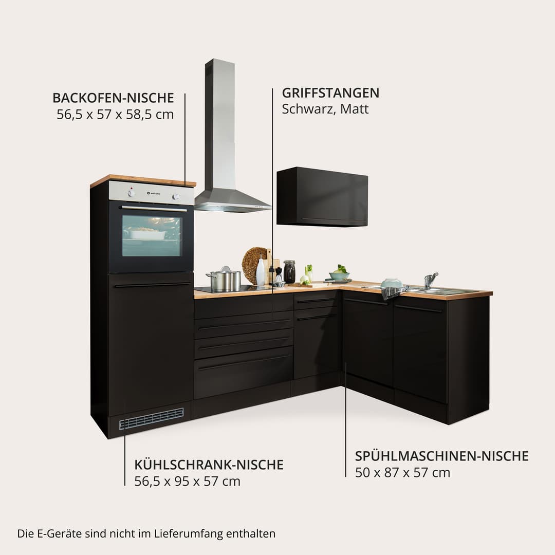 BASIC by Balculina Winkelküche Jazz | Schwarz