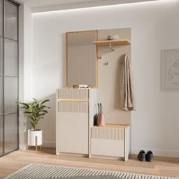 FORTE Oak Squere Kompaktgarderobe | Beige