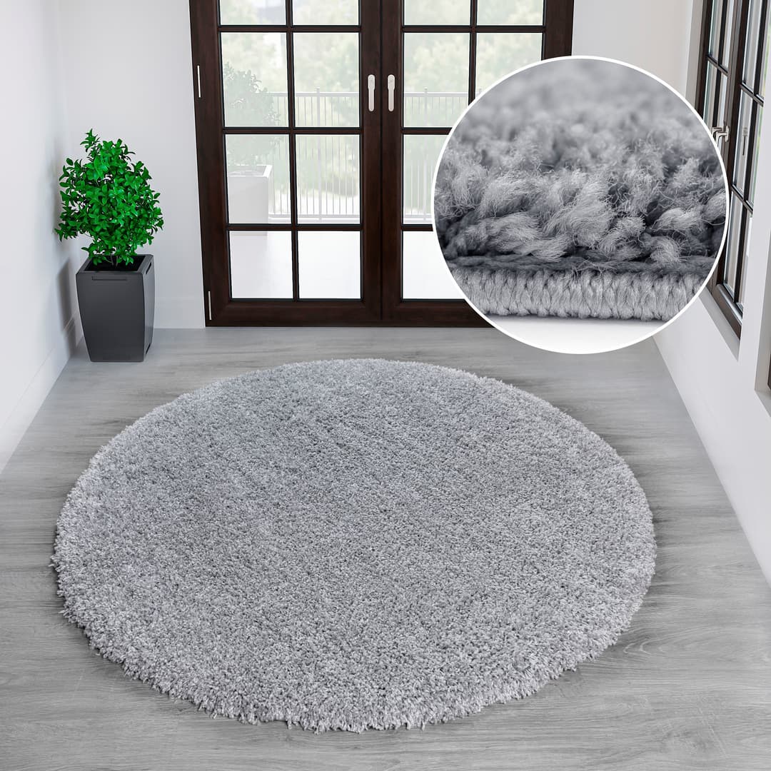 OTTO home Shaggy Teppich rund 140cm | Grau