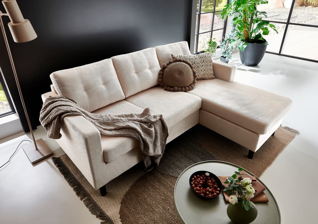 ATLANTIC home collection Ecksofa Tea L-Form | Beige