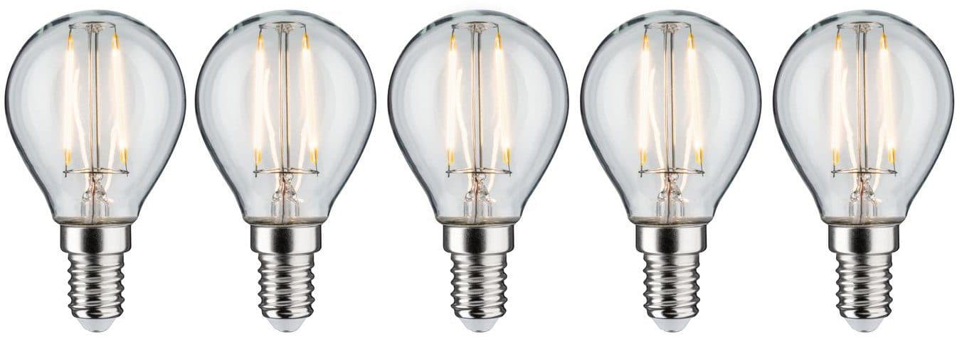 Paulmann LED-Filament 5er Pack 2,6W Tropfen E14 klar 2700K