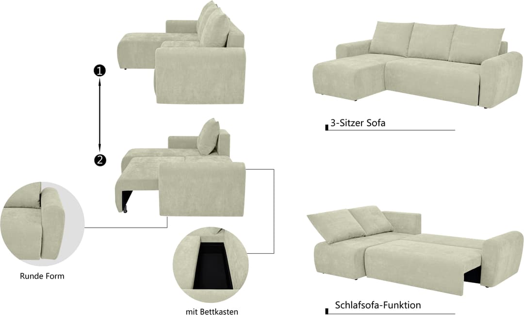Home affaire Ecksofa Nortrud-Uni | Beige