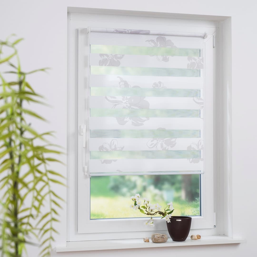 Liedeco Klemmfix-DUO-Rollo Blume | Weiß