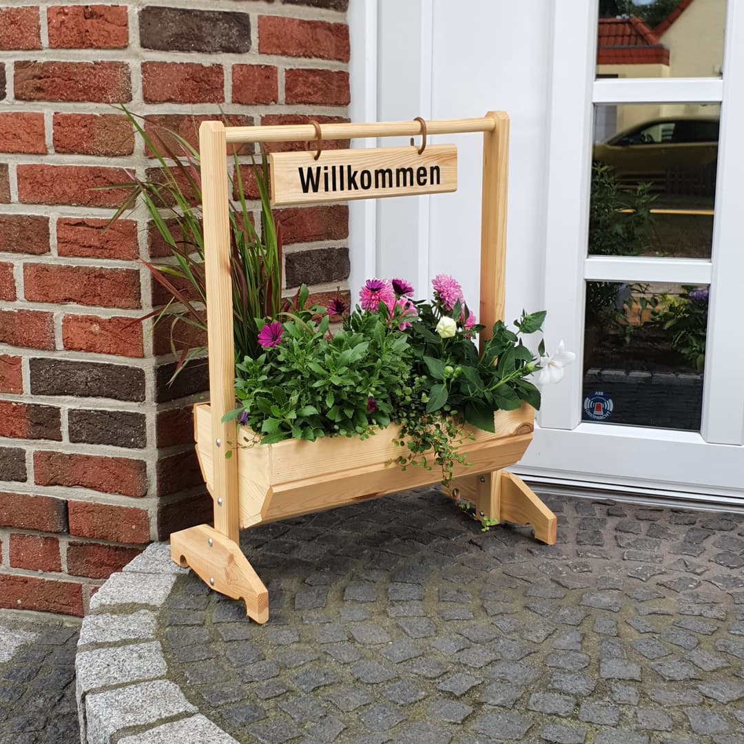 Promadino Pflanzkübel Willkommen | Holztöne