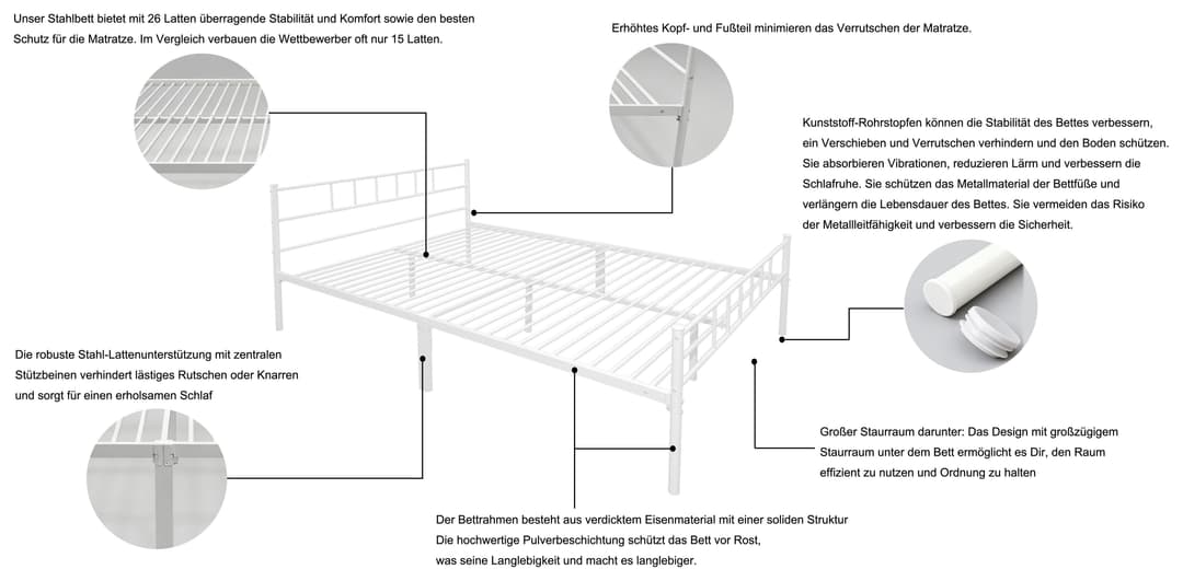 OTTO home Metallbett Amrum | Weiß