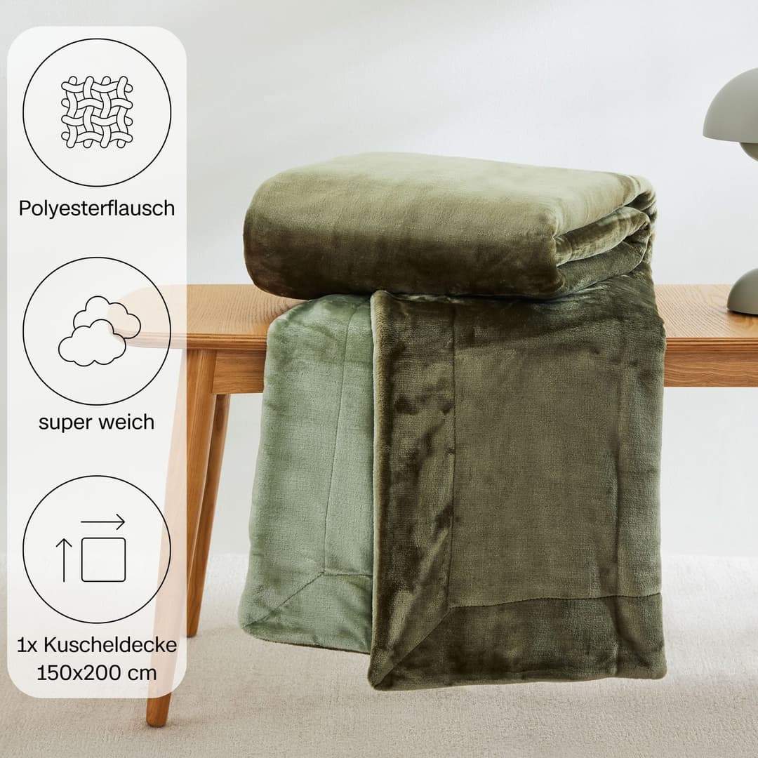 s.Oliver Doublesoft Kuscheldecke | Grün