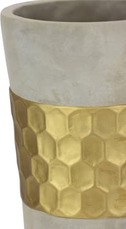 I.GE.A. Dekovase Goldverzierte Blumenvase | Grau