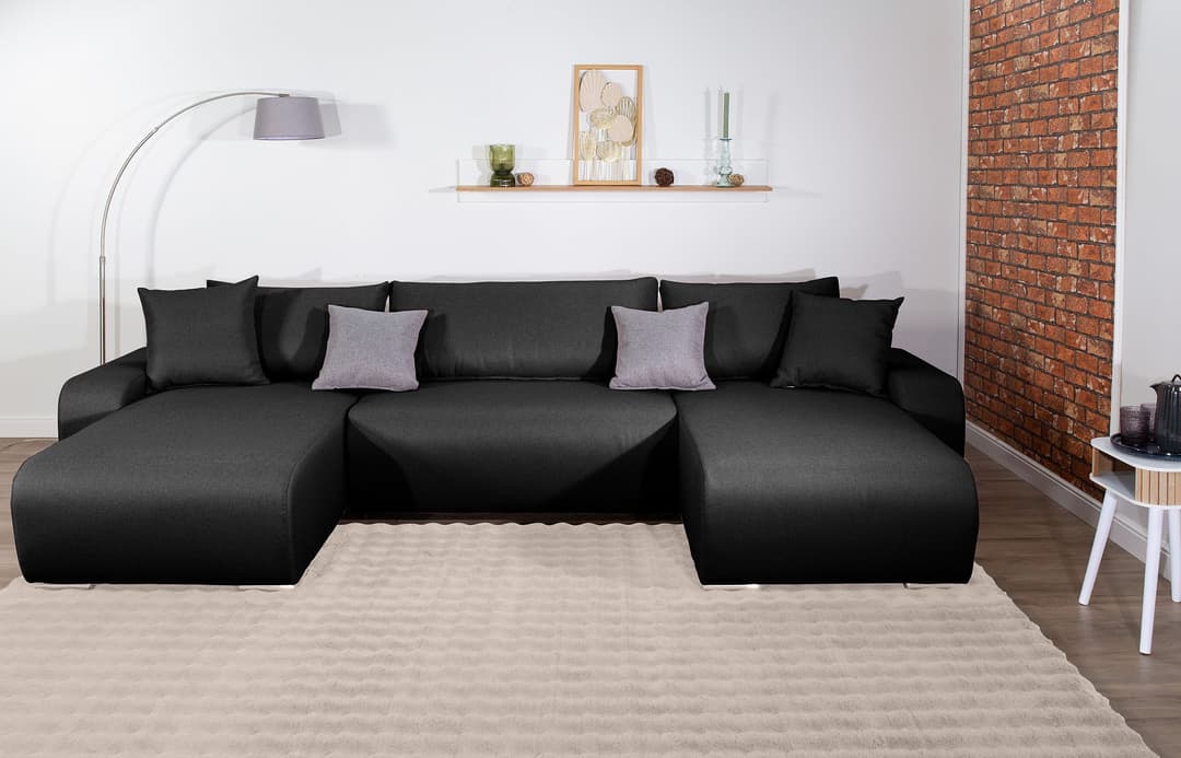 COLLECTION AB Wohnlandschaft Paola U-Form | Schwarz