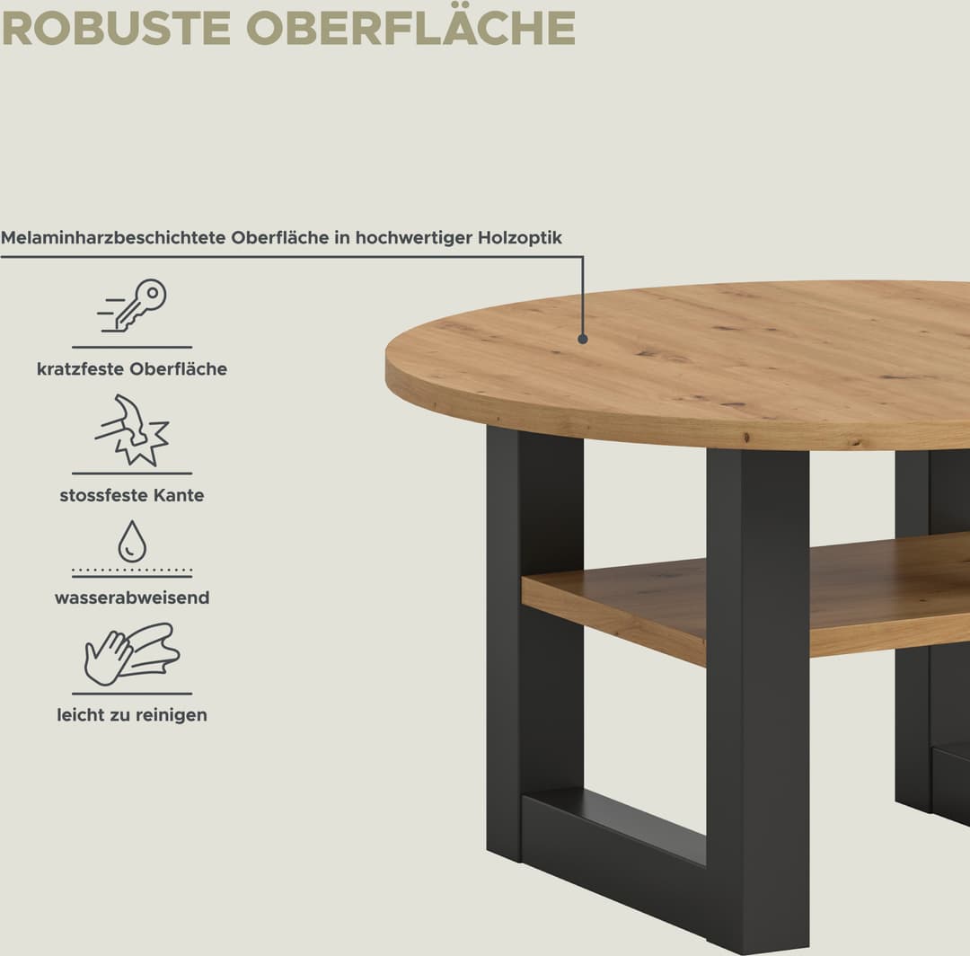 Home affaire Couchtisch Rail | Holztöne