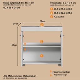 welltime Waschbeckenunterschrank Avena | Weiß