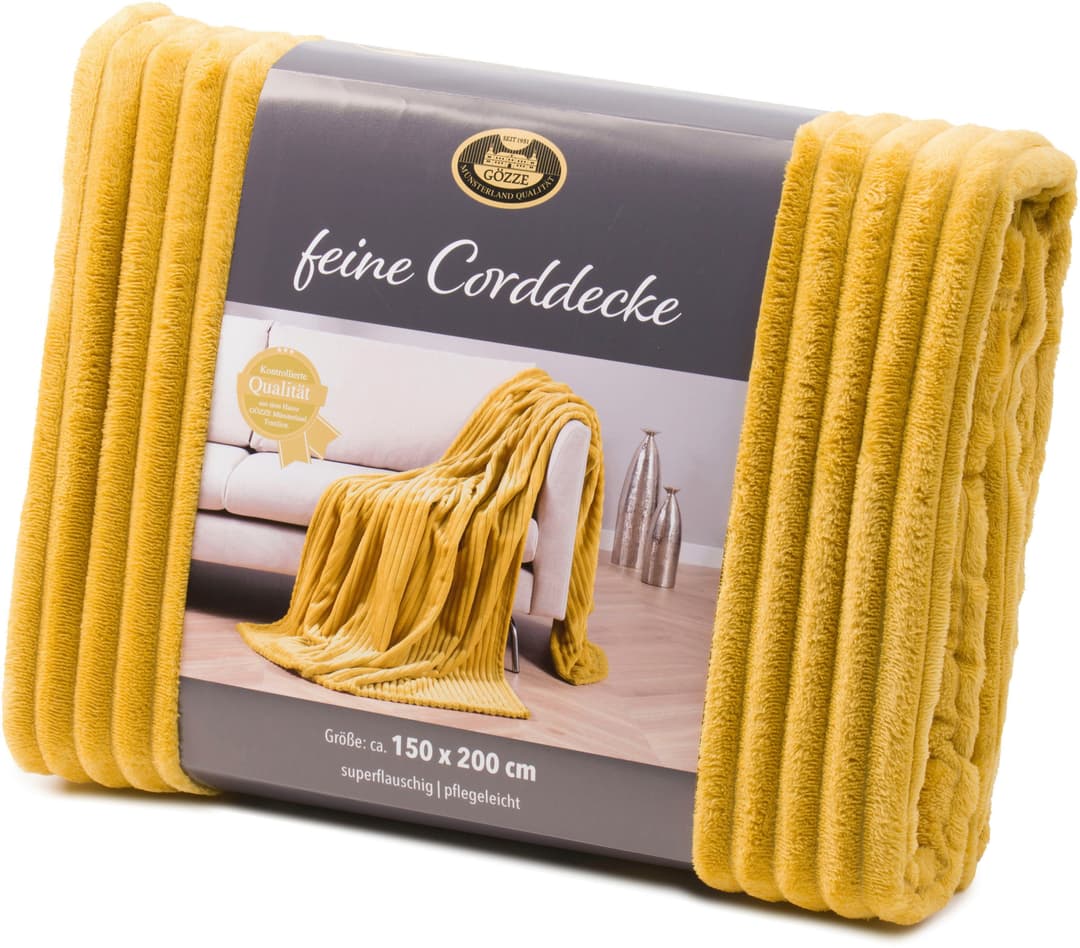 Gözze Feincord Kuscheldecke | Gelb