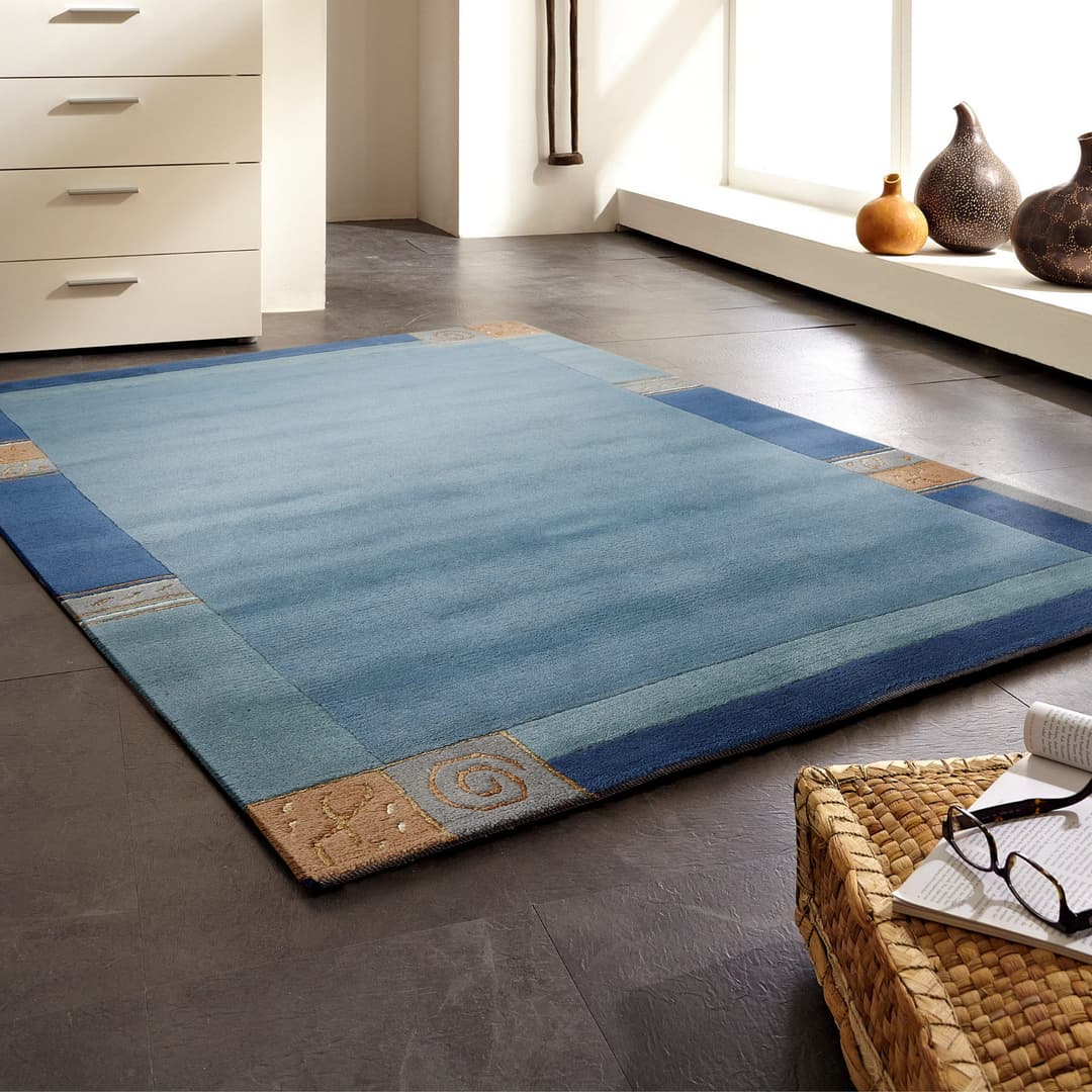 LUXOR living Wollteppich India | Blau