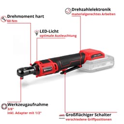 Einhell Akku-Ratschenschrauber TE-RW 18/60 Li-Solo | Rot