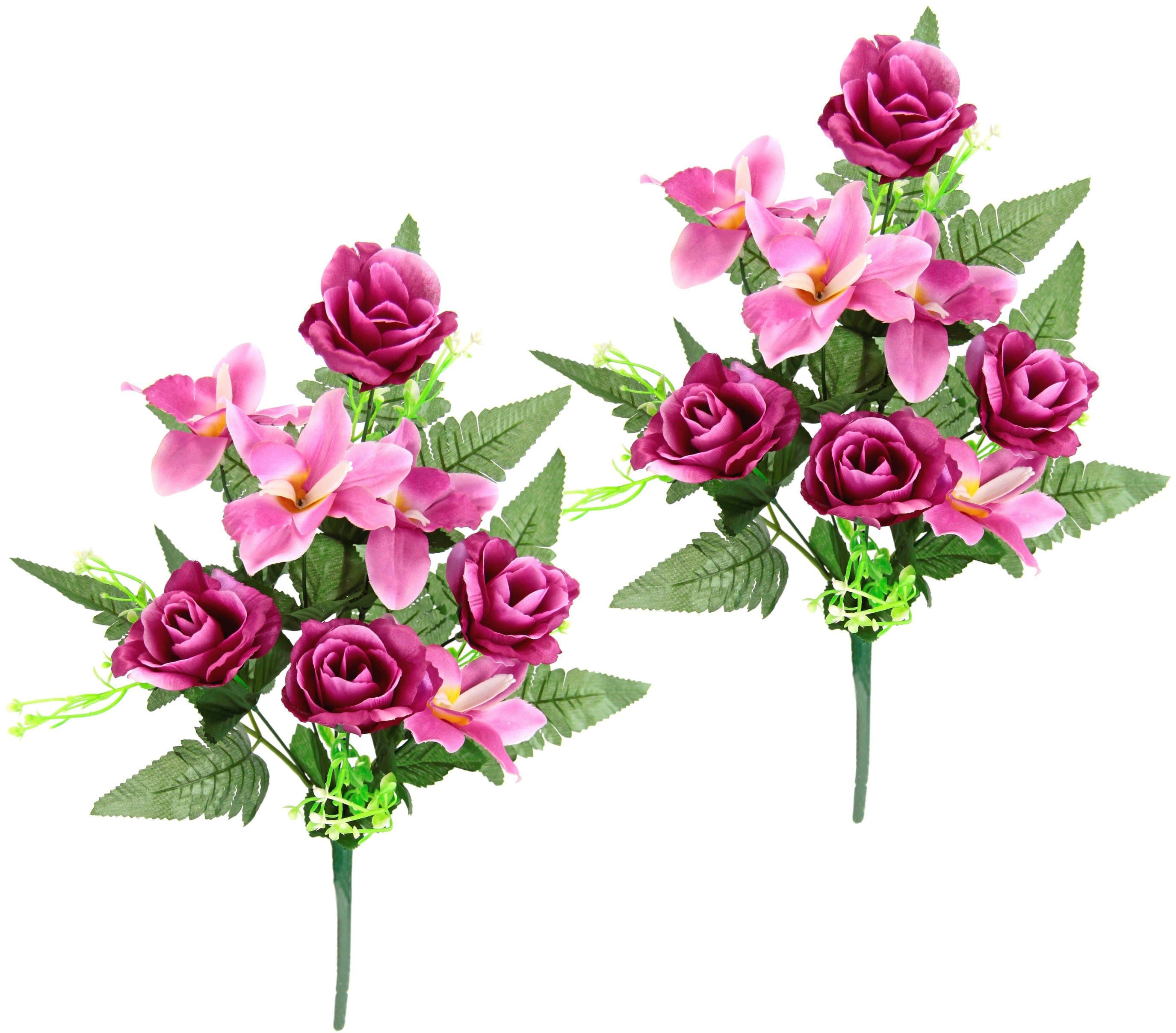 Kunstblume Bouquet aus Orchideen und Rosen | Mehrfarbig