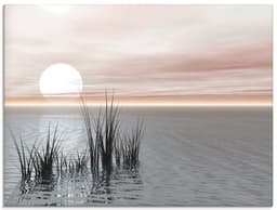 Artland Glasbild Sonnenuntergang mit Schilf | Mehrfarbig