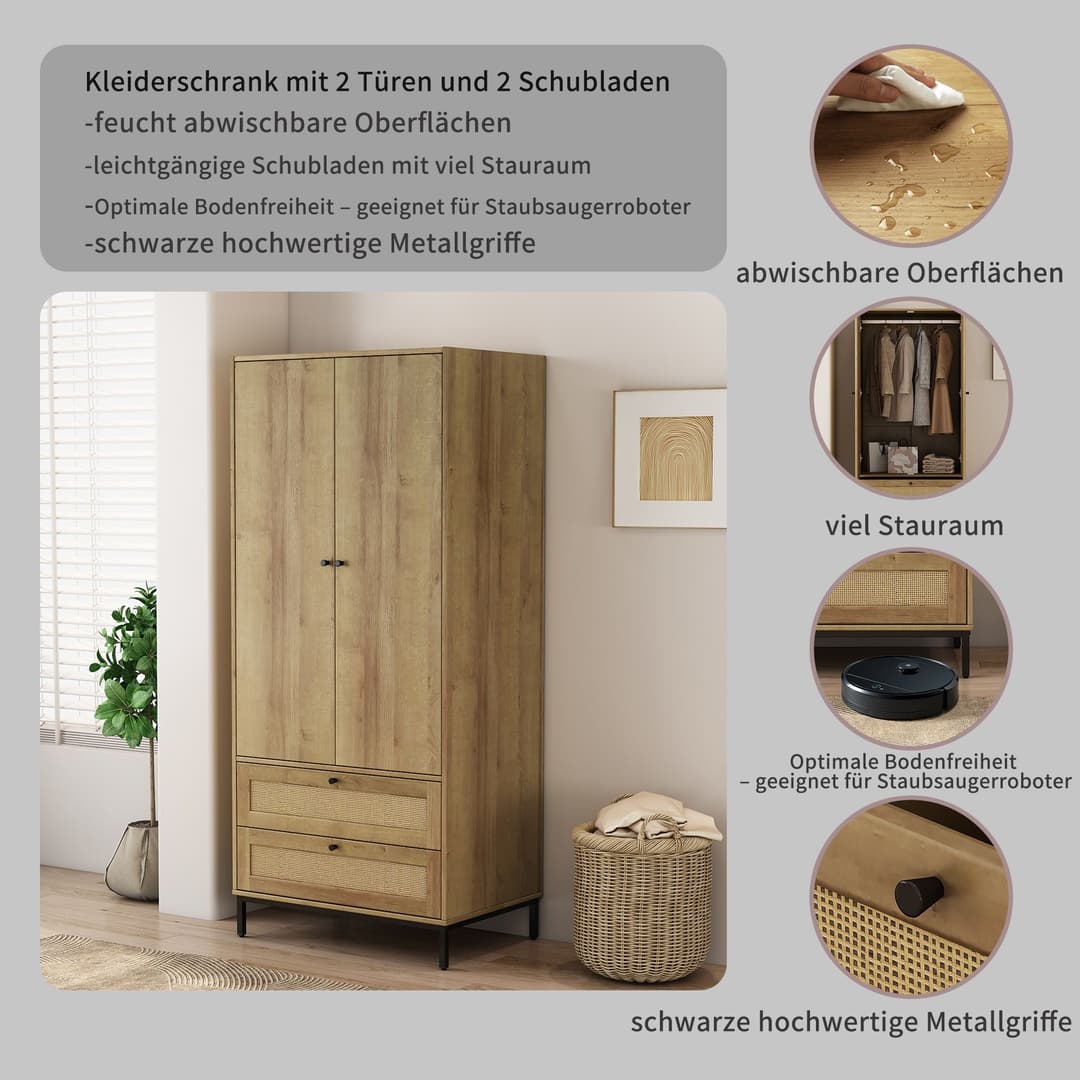OTTO home Kleiderschrank Motala Schlafzimmerschrank Garderobe Boho