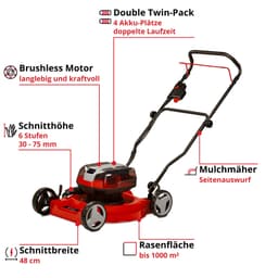 Einhell Akkurasenmäher GE-CM 36/48 Li M-Solo | Rot