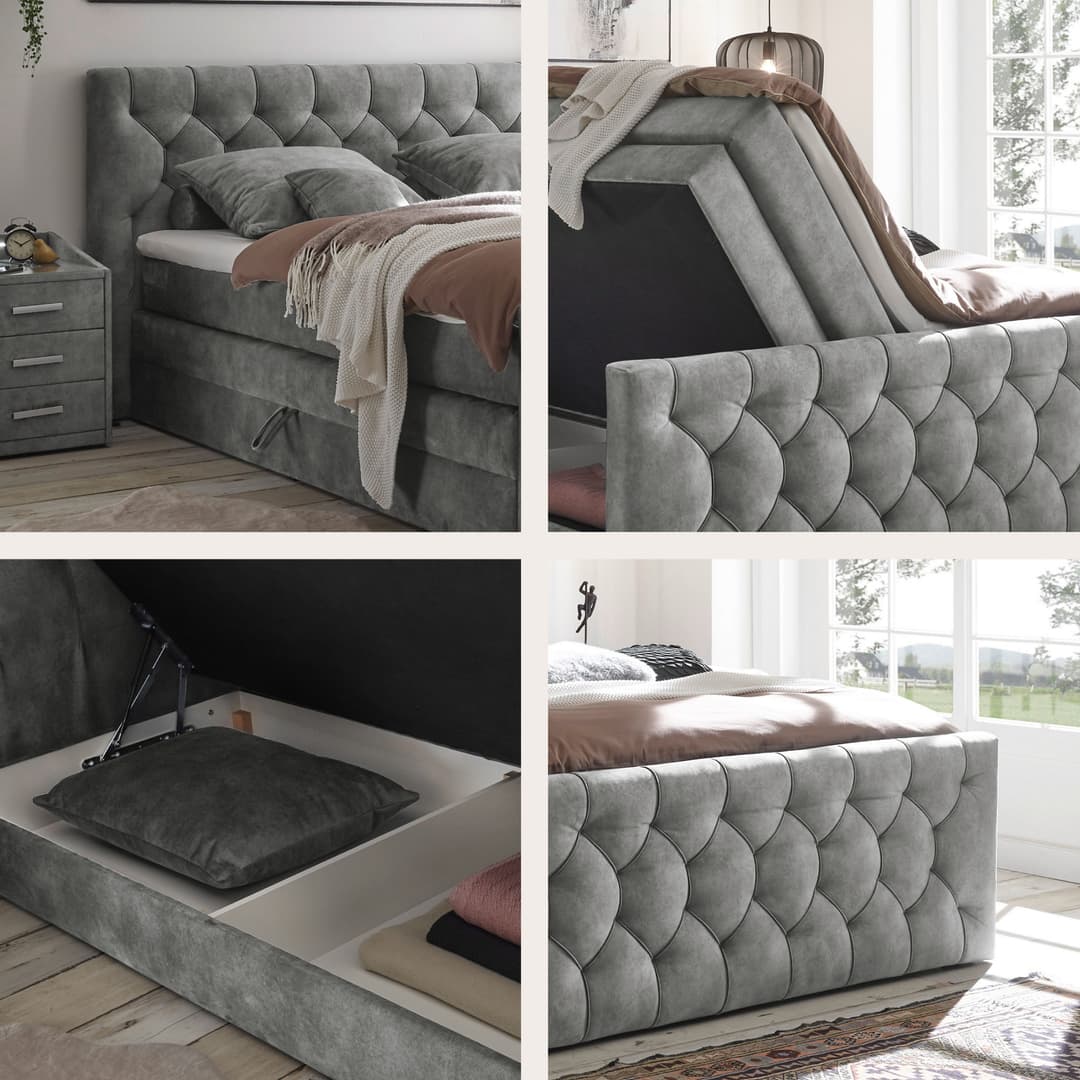 ED EXCITING DESIGN Boxspringbett "Cashfield" | Grau