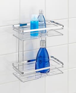 WENKO Wandregal Premium, 2 Etagen | Silber