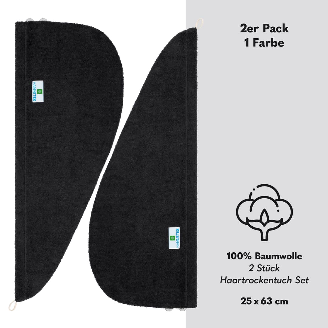 HAMMETEX Turban-Handtuch | Schwarz