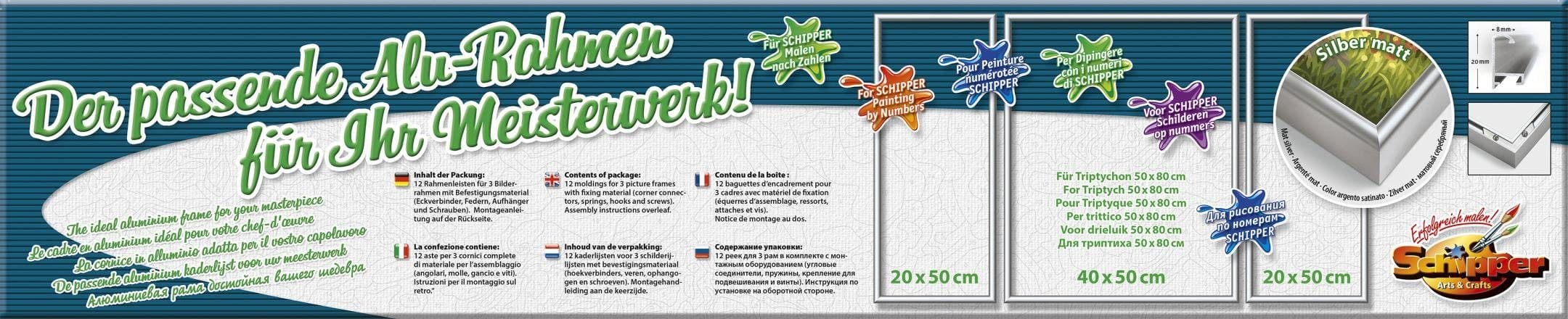 Schipper Malen nach Zahlen Alurahmen Triptychon | Silber
