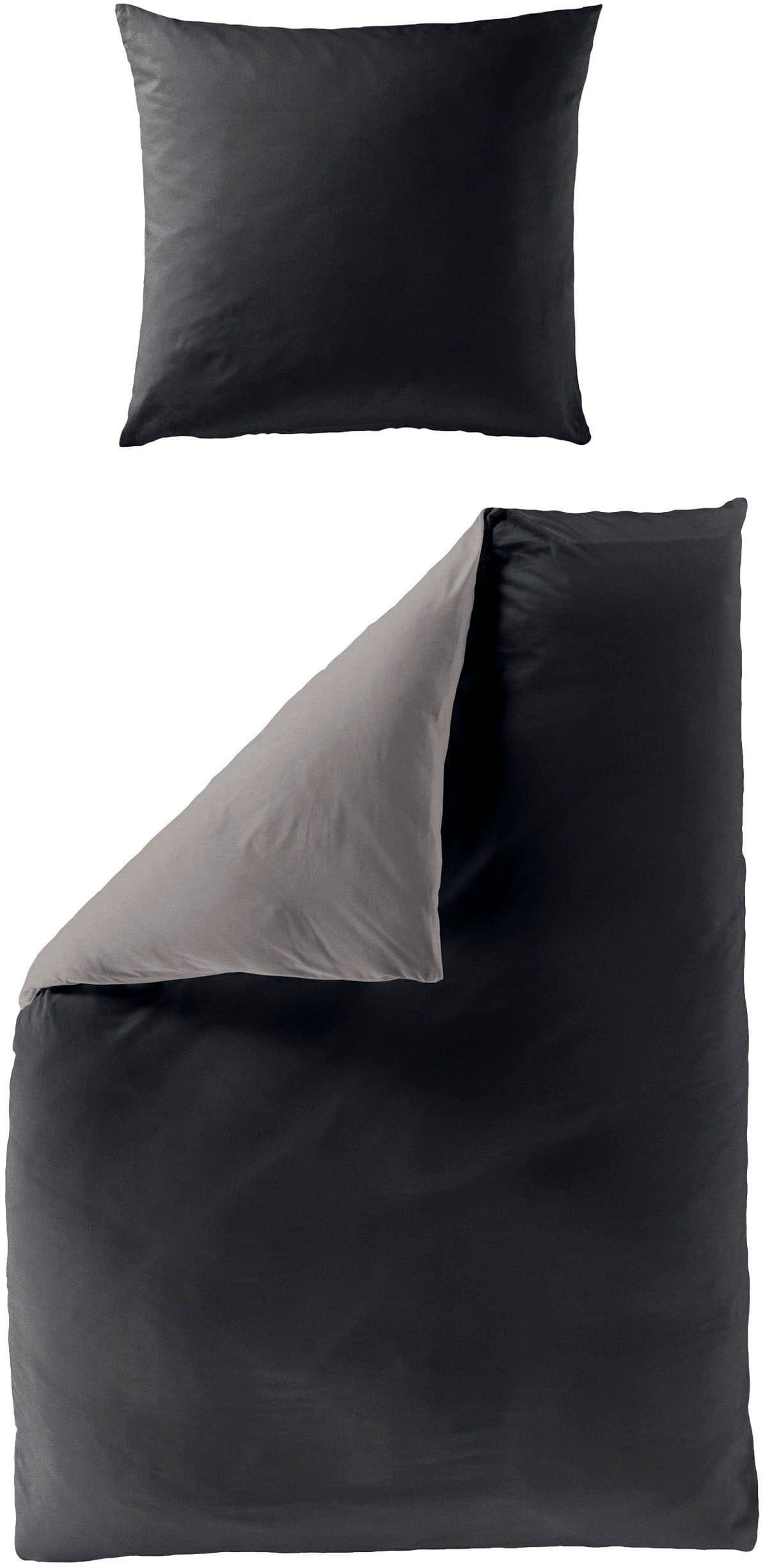 BIERBAUM Wendebettwäsche Modern Uni | Schwarz