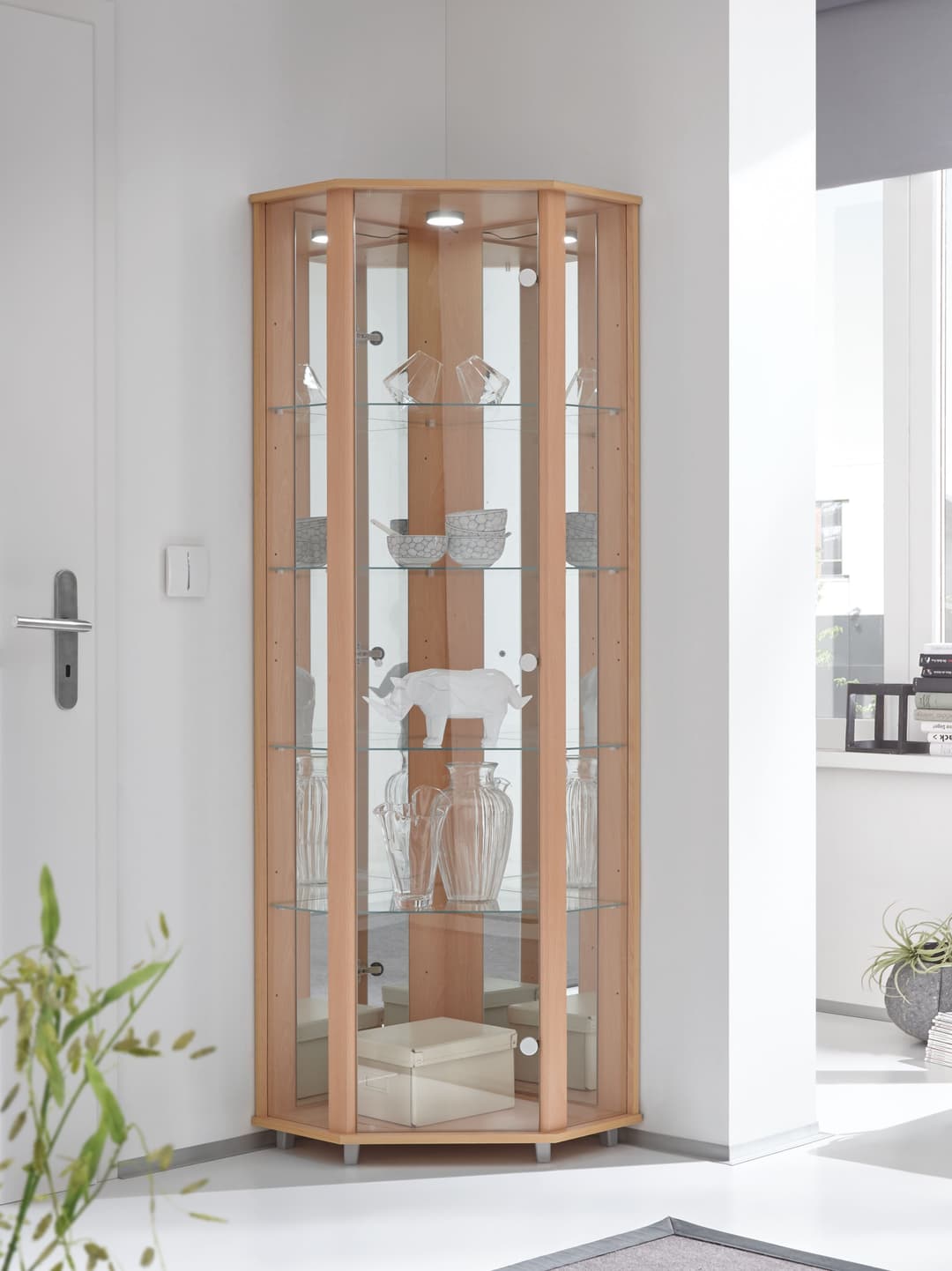 fif möbel Eckvitrine TRIO | Holztöne