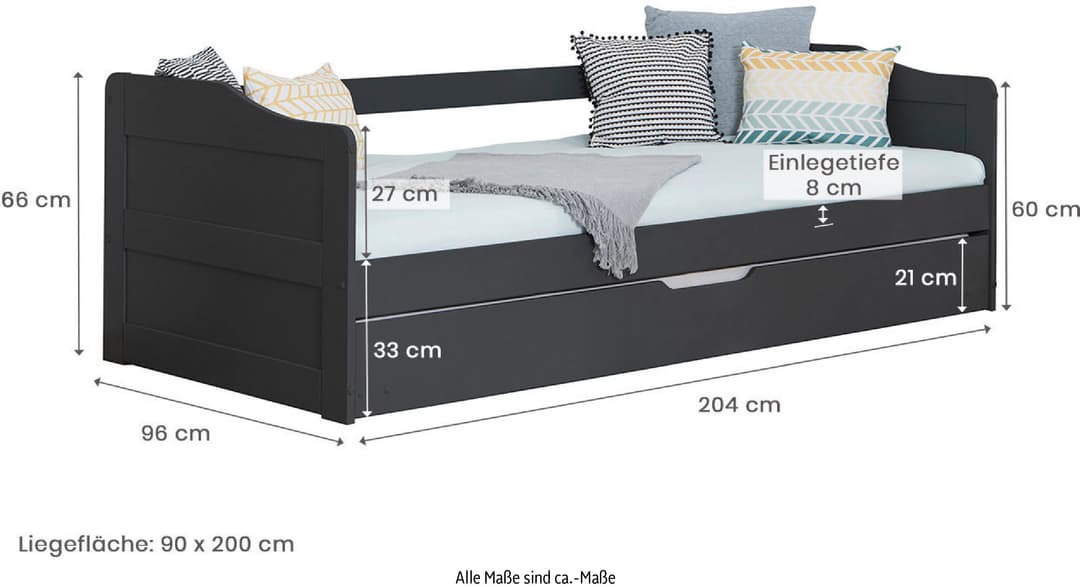Ticaa Funktionsbett Melinda | Schwarz