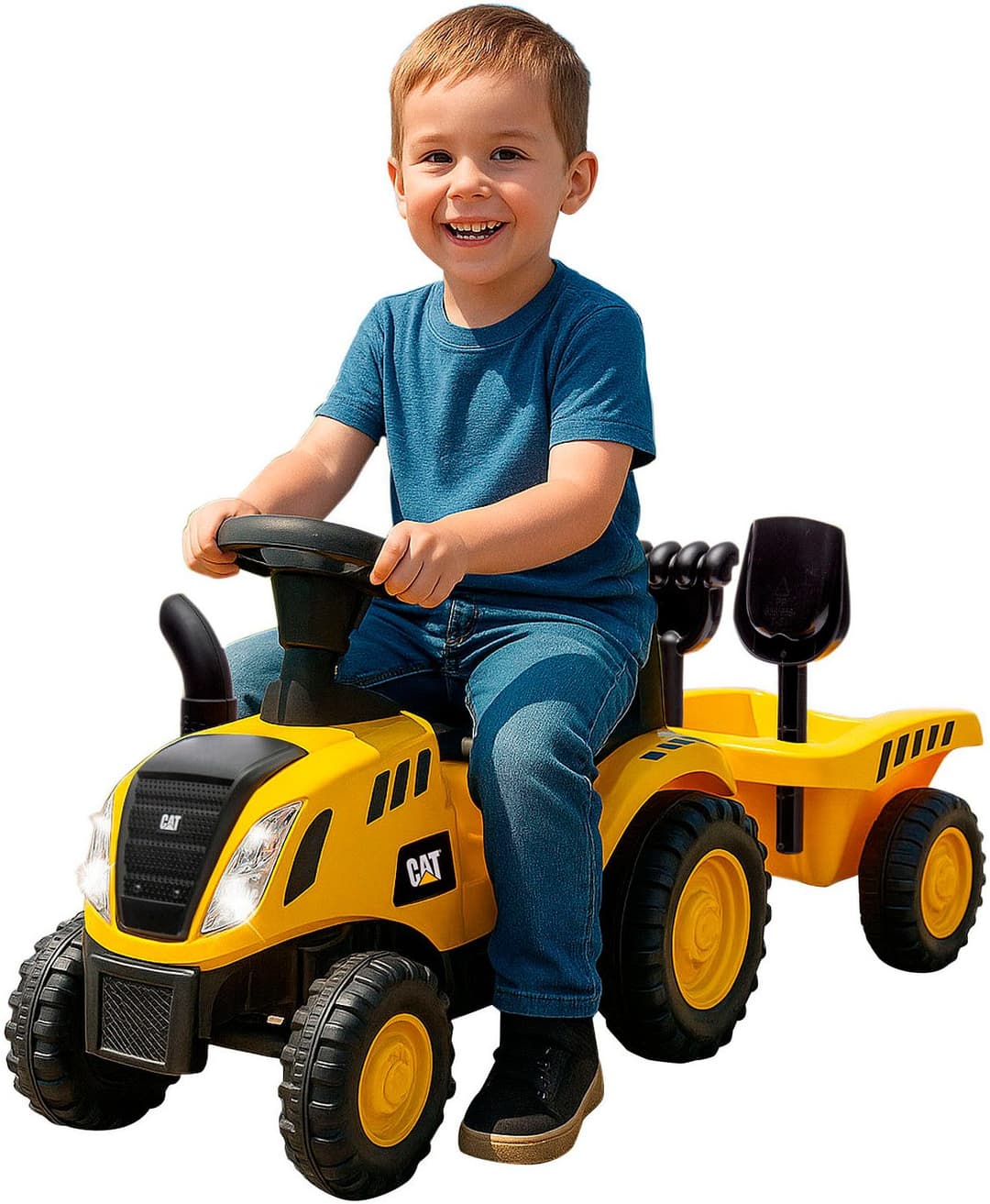 Jamara Rutscher Caterpillar Traktor mit Anhänger 2in1 | Gelb