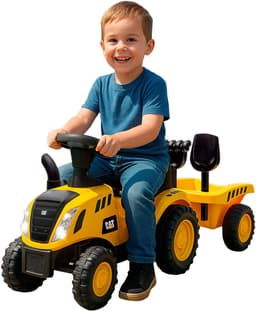 Jamara Rutscher Caterpillar Traktor mit Anhänger 2in1 | Gelb