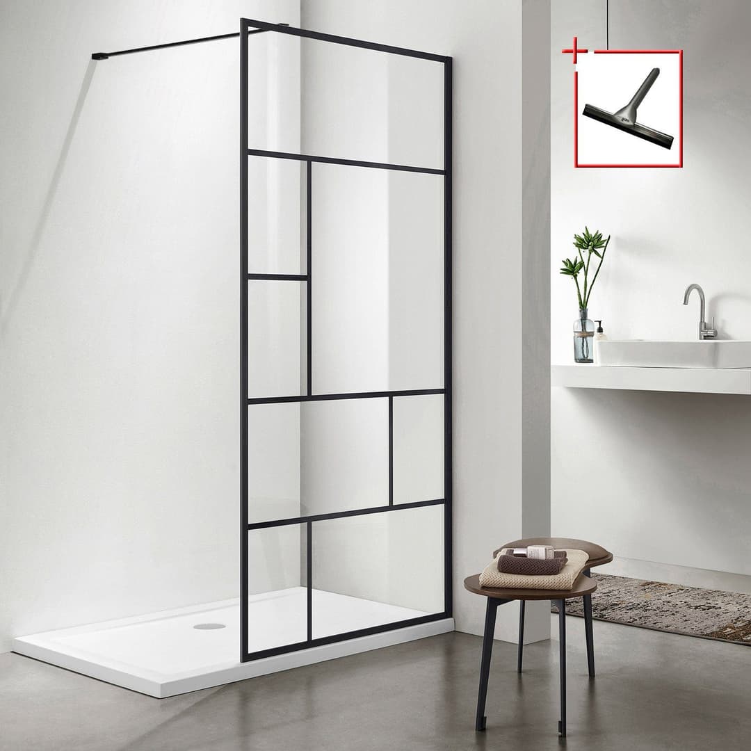 welltime Walk-in-Dusche Tetra | Schwarz
