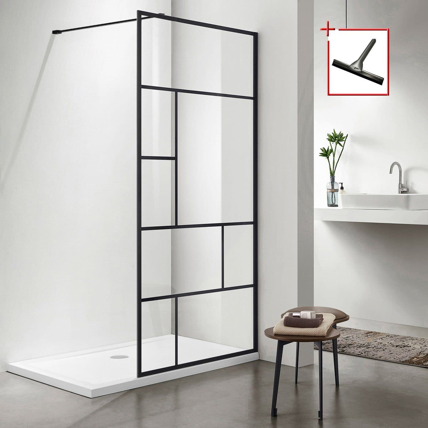 welltime Walk-in-Dusche Tetra | Schwarz