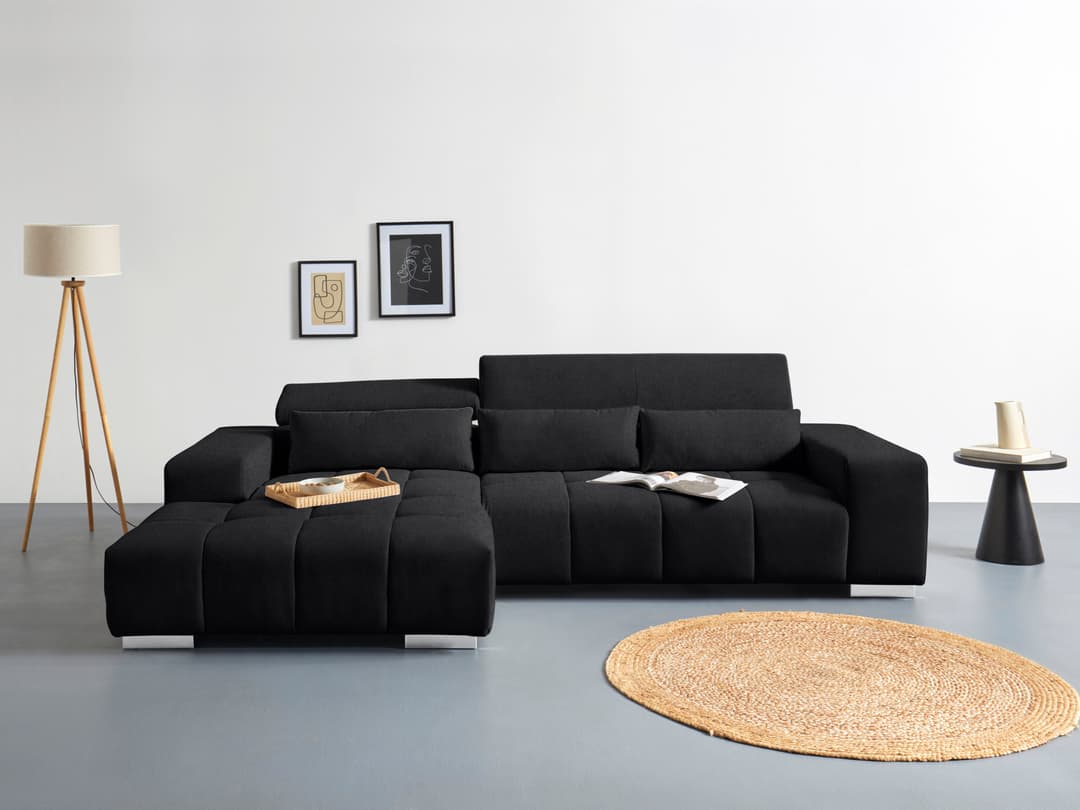 COTTA Ecksofa Orion L-Form | Schwarz