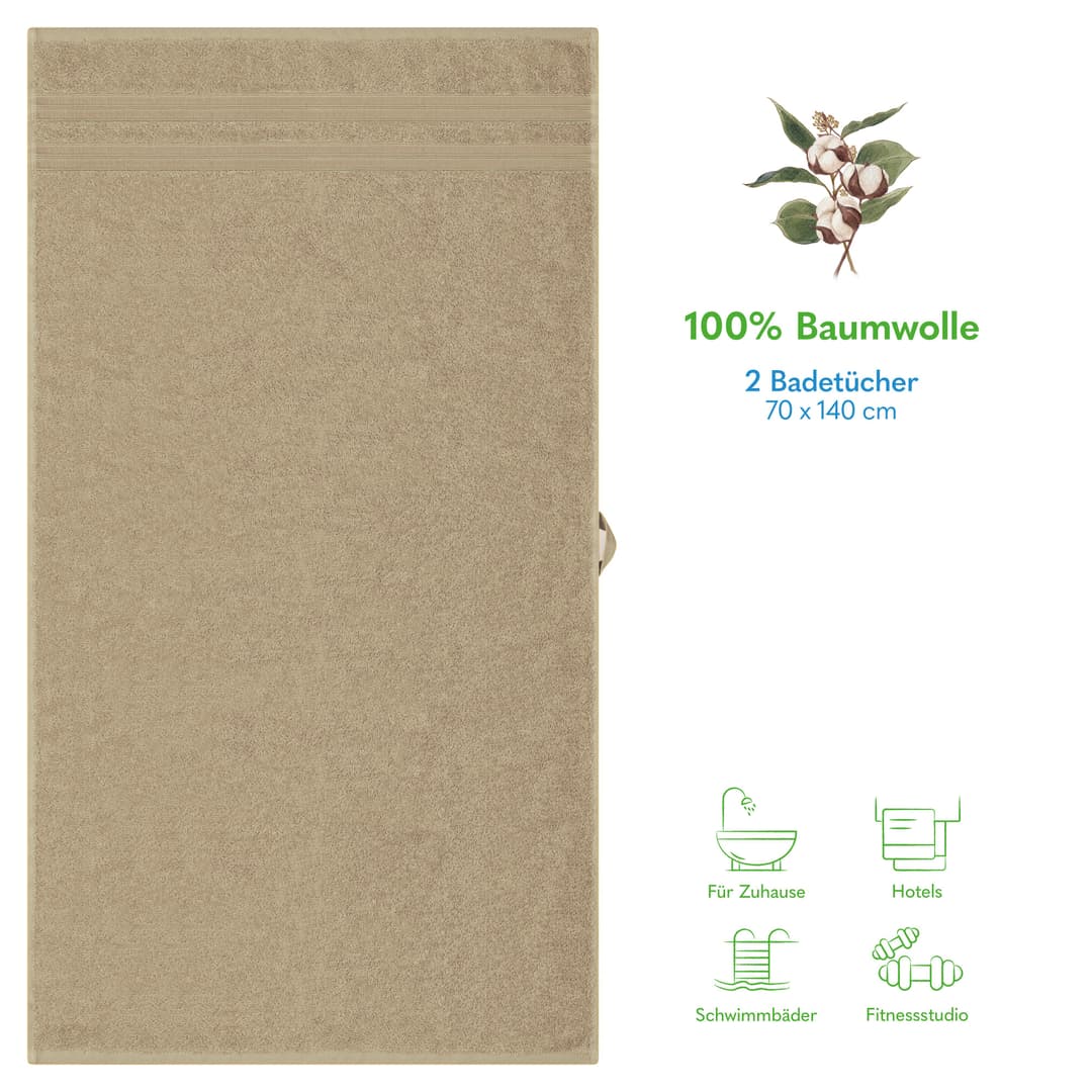 HAMMETEX Duschtuch 2er Set | Beige