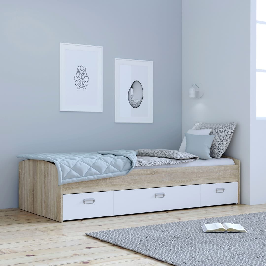 FORTE Stauraumbett Jugendbett | Holztöne