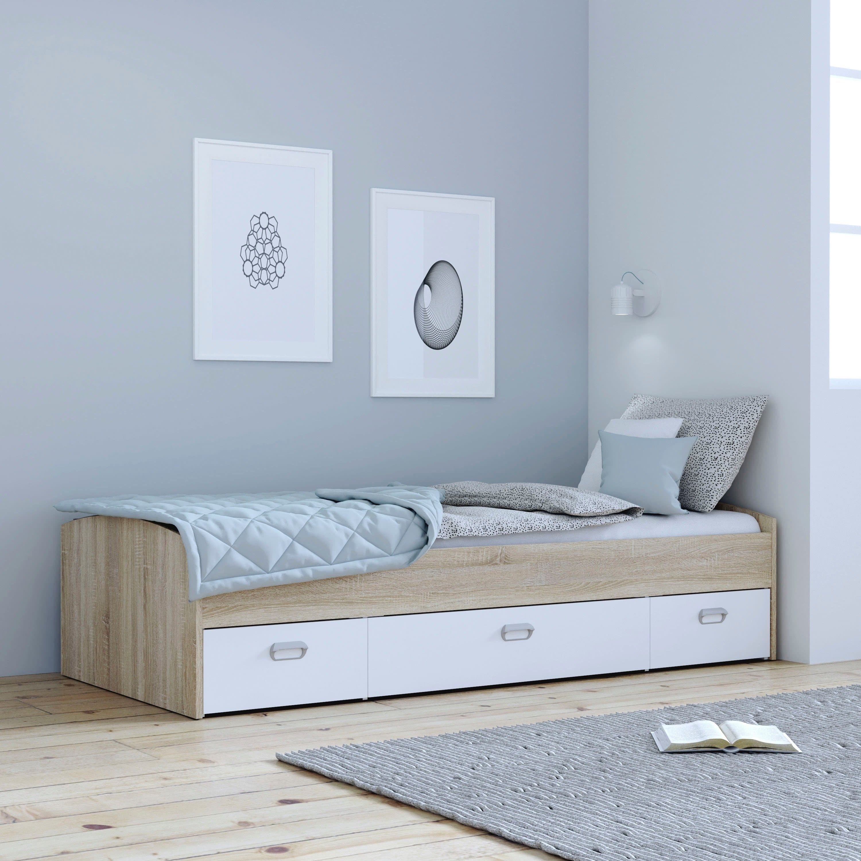 FORTE Stauraumbett Jugendbett | Holztöne