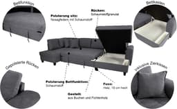 Trends by HG Wohnlandschaft Moritz U-Form | Grau