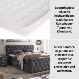 ED EXCITING DESIGN Boxspringbett "Cashfield" | Grau