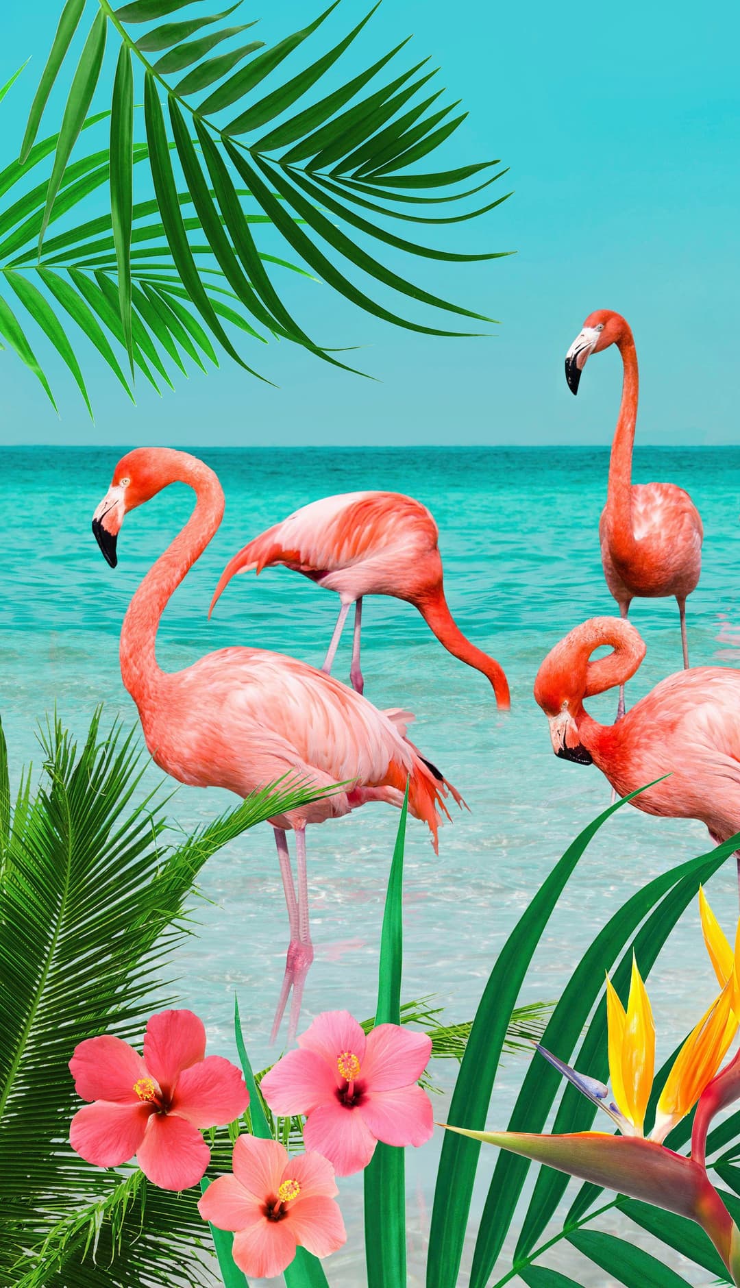 good morning Strandtuch Flamingo | Mehrfarbig