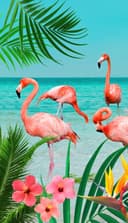good morning Strandtuch Flamingo | Mehrfarbig