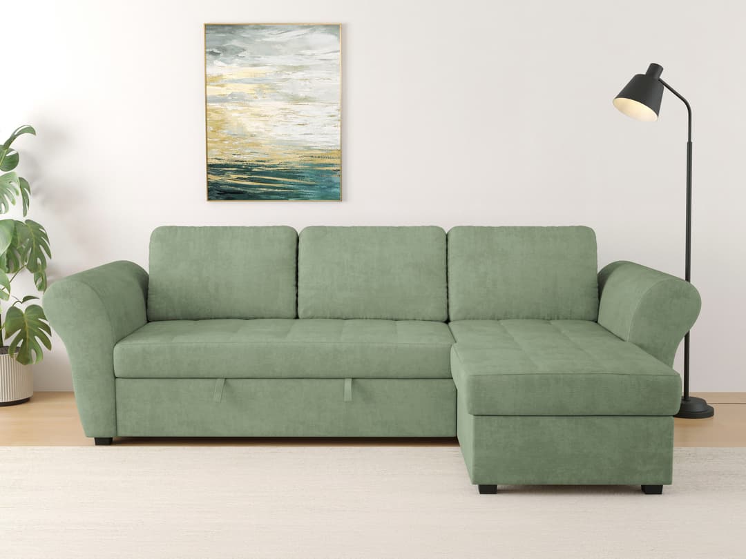 Trends by HG Ecksofa Lasse L-Form | Grün