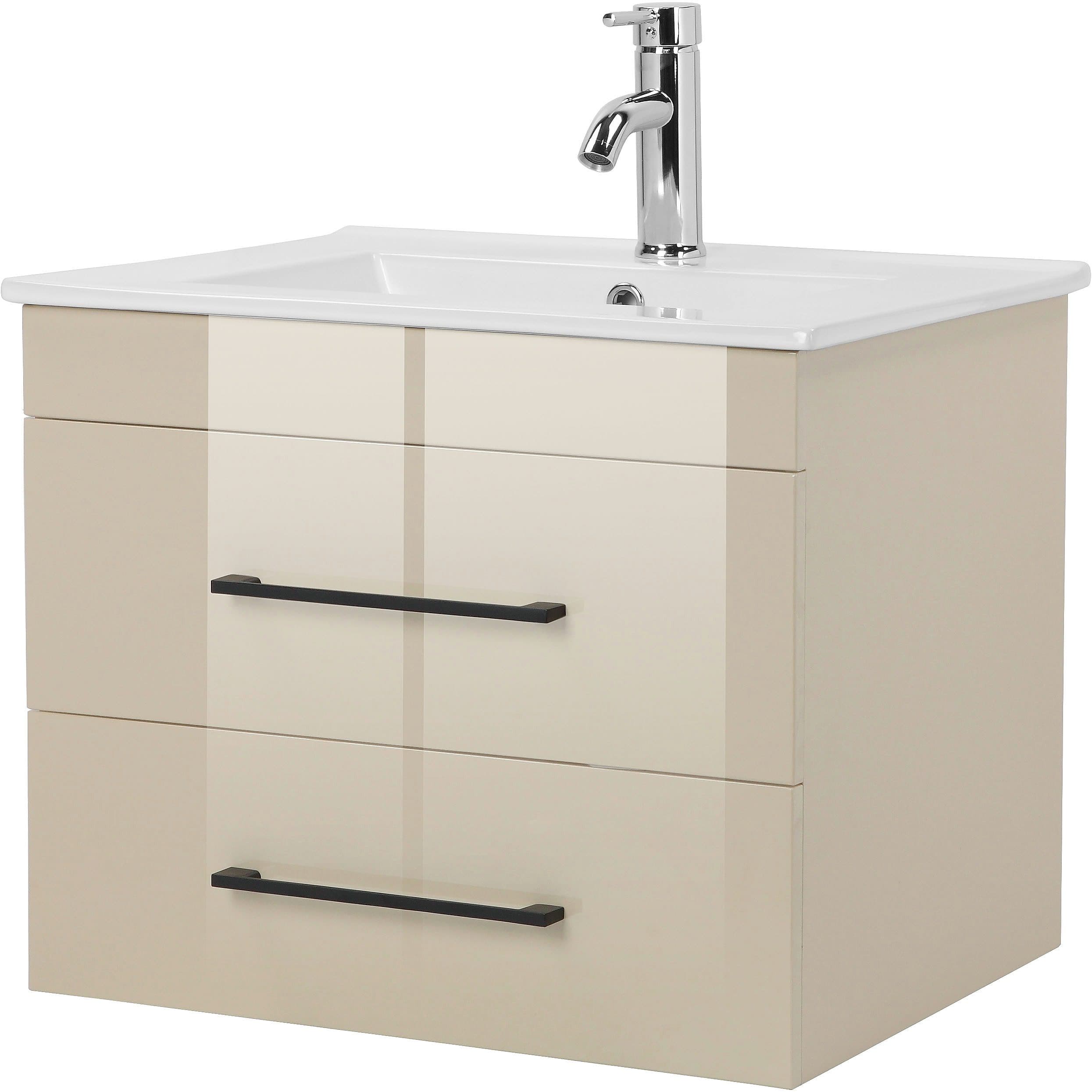 welltime Waschtisch Florenz Badschrank Badmöbel inkl. Waschbecken