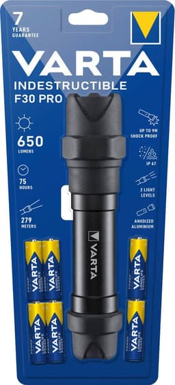 VARTA Indestructible F30 Pro Taschenlampe | Schwarz