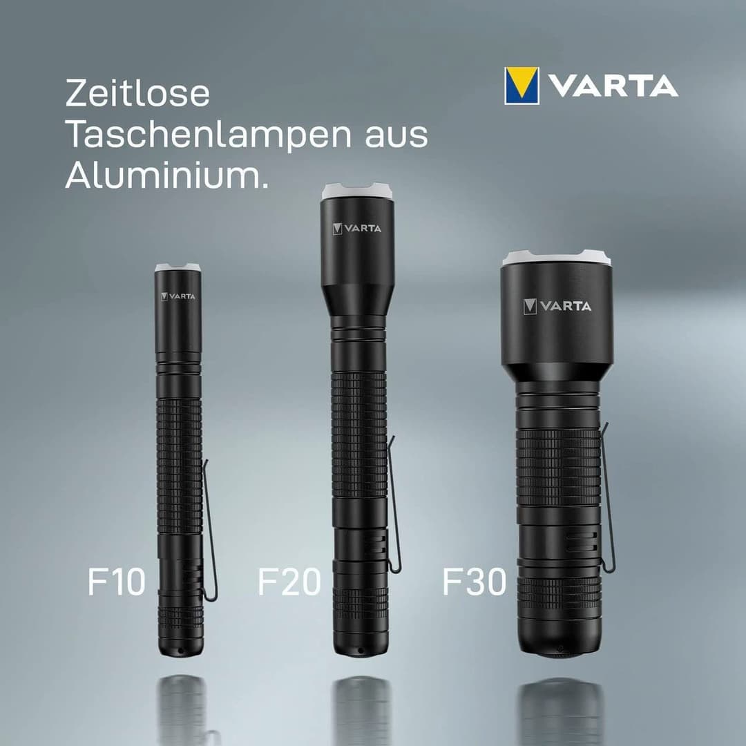 VARTA Aluminium Light F10 Pro Taschenlampe | Schwarz