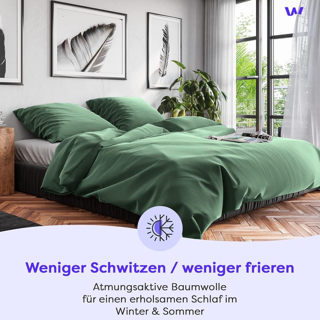 Wolkenfeld Bettwäsche Renforcé Baumwolle | Grün