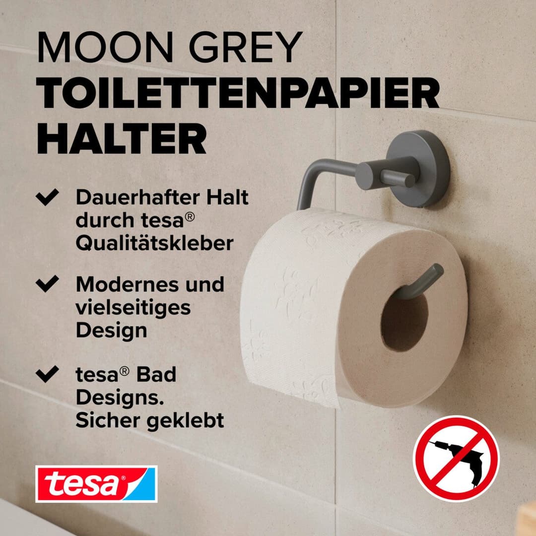 tesa Toilettenpapierhalter MOON | Grau