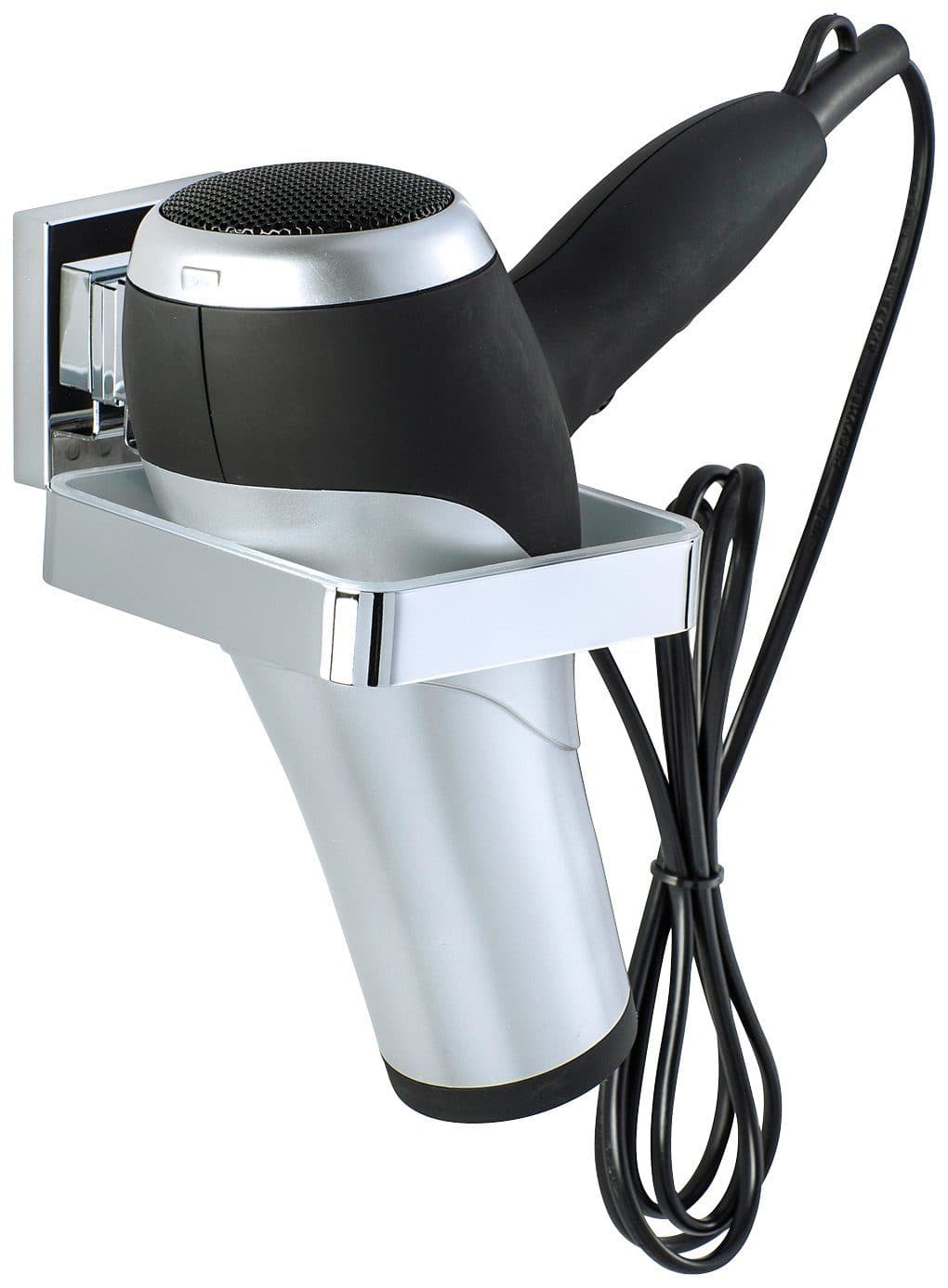 WENKO Haartrocknerhalter Vacuum-Loc Quadro | Silber