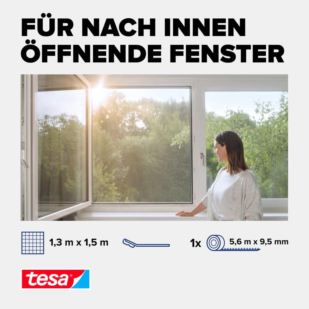tesa Insektenschutz-Fensterrahmen Pollenschutzgitter | Schwarz