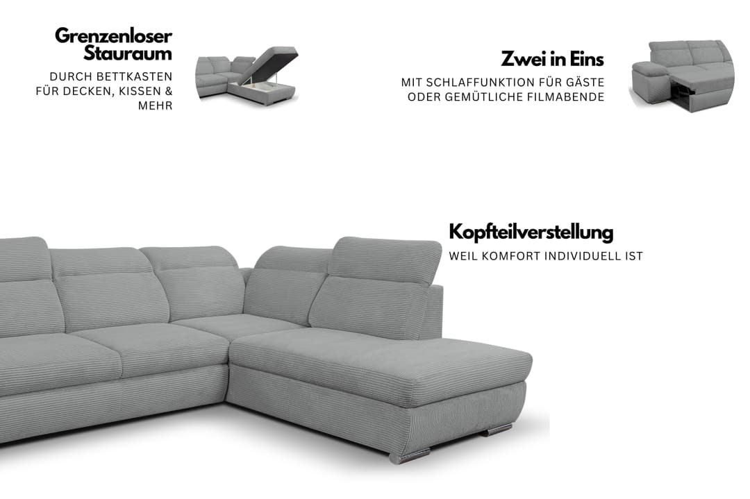 WERK2 Ecksofa Alicante Cord | Beige
