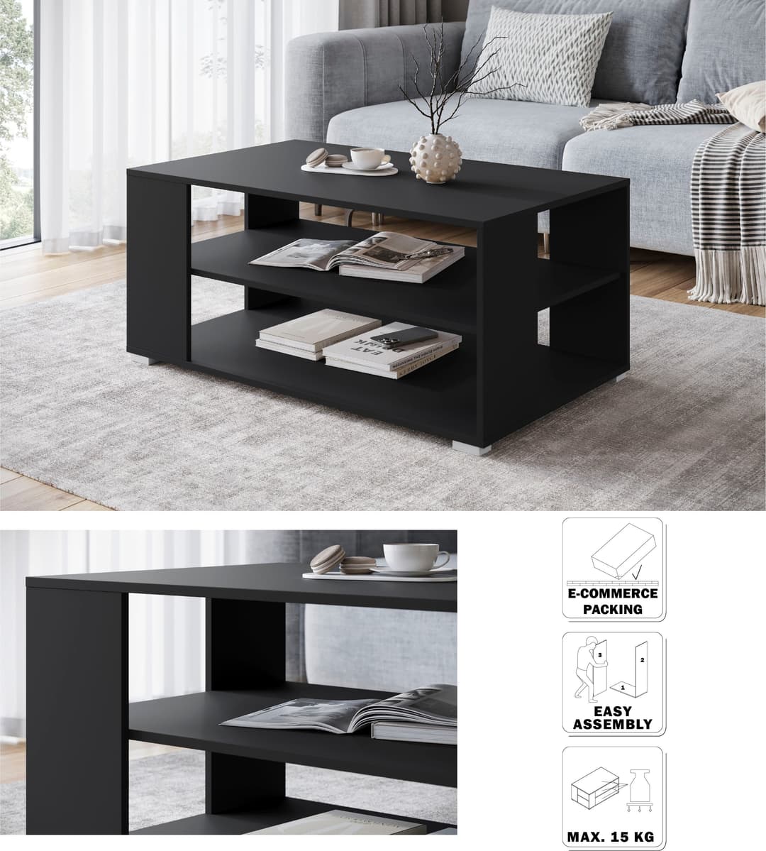 Home affaire Couchtisch Kenia | Schwarz